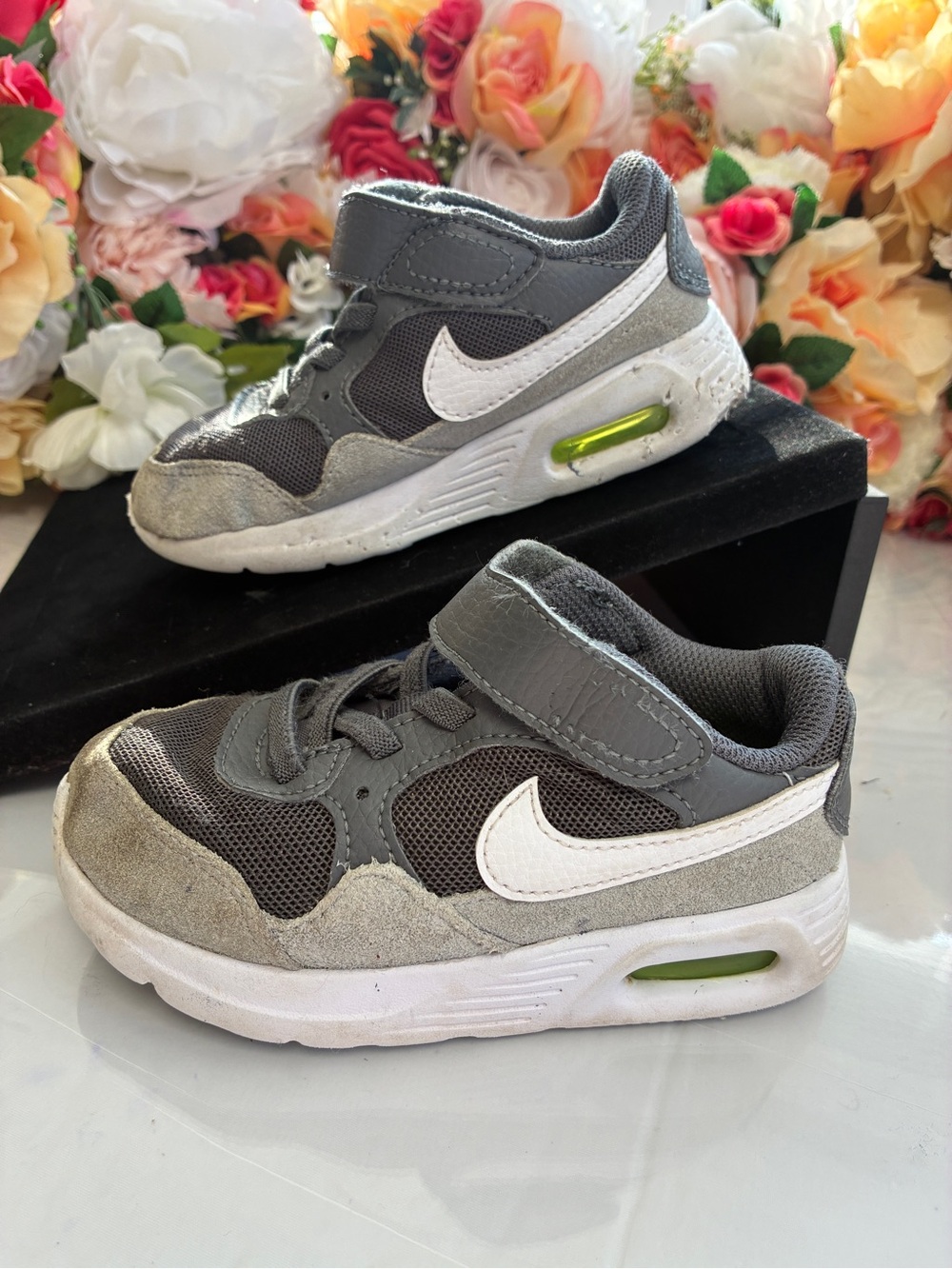 Nike Air Max SC Iron Grey Fog Volt Toddler 8C Kids Sneakers CZ5361-001 Gray